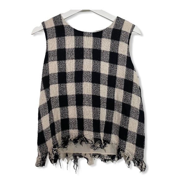 Zara Tops - Zara Sleeveless Check Blouse Black/Beige Large